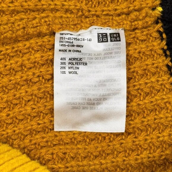 Marni x Uniqlo Colab Sweater Sz.M Yellow Colorblock Grunge Funky Mid Century - Picture 9 of 11